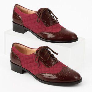 Isaac Mizrahi New York Oxford Shoes Women’s Size 10M Burgundy Quilted Leather